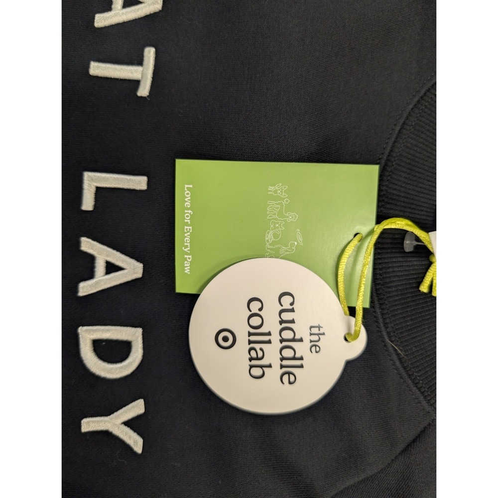⭐C8 The Cuddle Collab Women's "Cat Lady" Crewneck Sweatshirt Black Size L - Picture 4 of 5